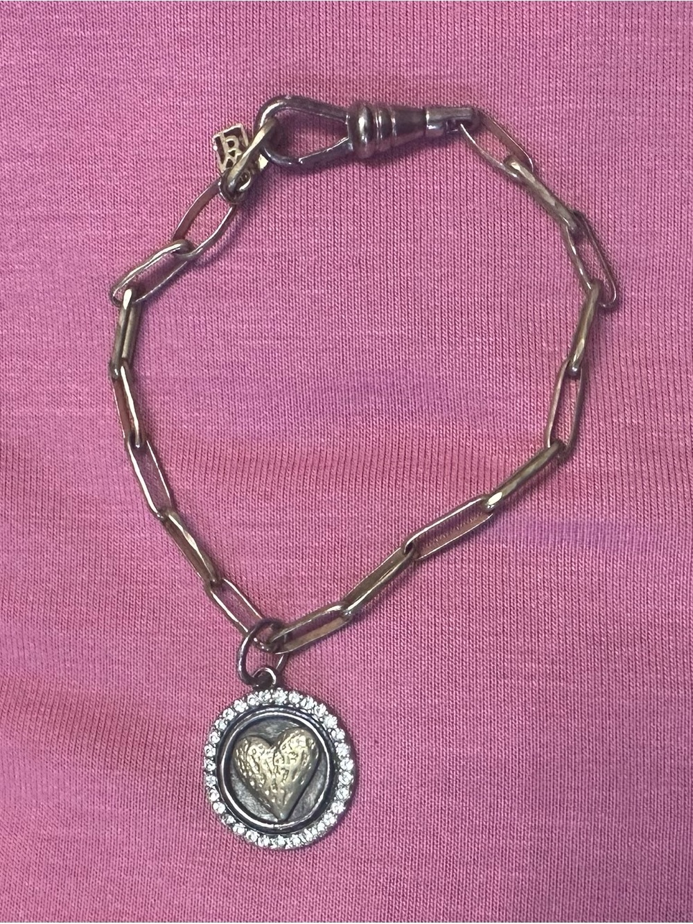 Waxing Poetic Mixed Metal Heart Pendant Chain Bracelet - Gold & Silver